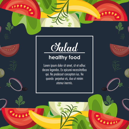 Delicious salad healthy food banner with information vector illustration graphic designのイラスト素材
