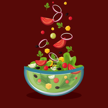 Delicious and healthy salad in bowl vector illustration graphic designのイラスト素材
