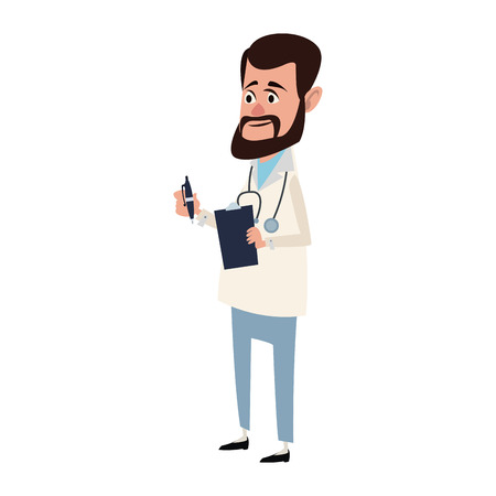 Cute male doctor cartoon vector illustration graphic designのイラスト素材