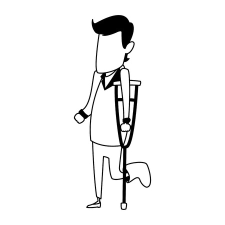 Man with crutches cartoon vector illustration graphic designのイラスト素材