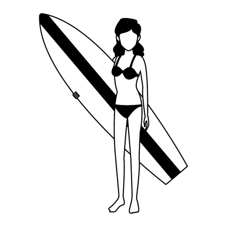 Young surfer woman cartoon vector illustration graphic designのイラスト素材