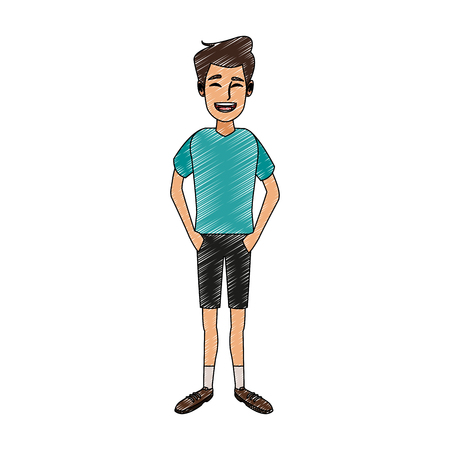 Young man cartoon vector illustration graphic designのイラスト素材