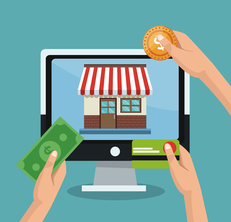 Bank online application from computer vector illustration graphic designのイラスト素材