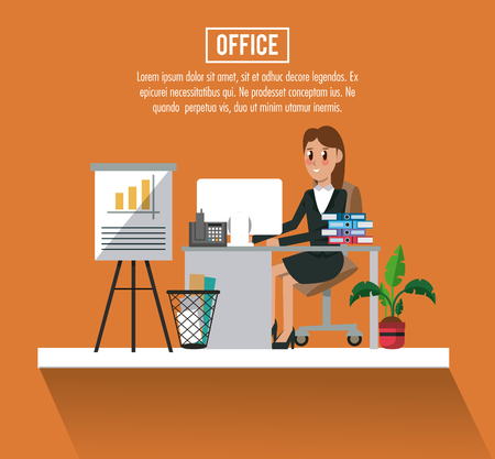 Business workers in office banner information vector illustration graphic designのイラスト素材