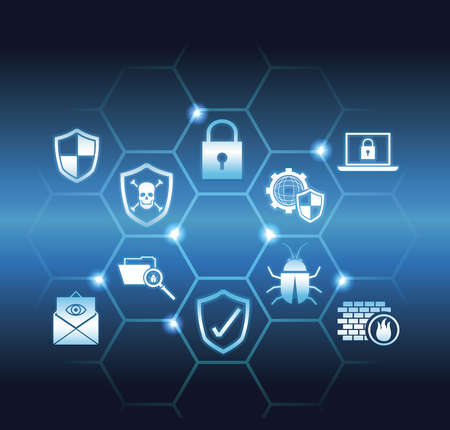 Set of security system symbols collection vector illustration graphic designのイラスト素材