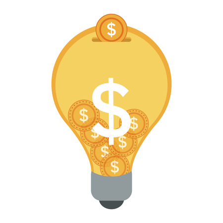 Light bulb with coins inside vector illustration graphic designのイラスト素材