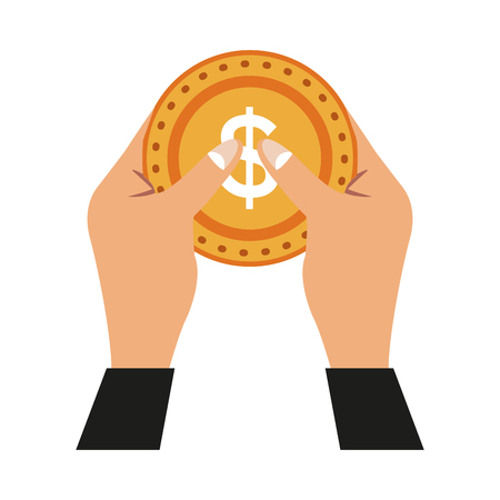 Hands holding coin vector illustration graphic designのイラスト素材