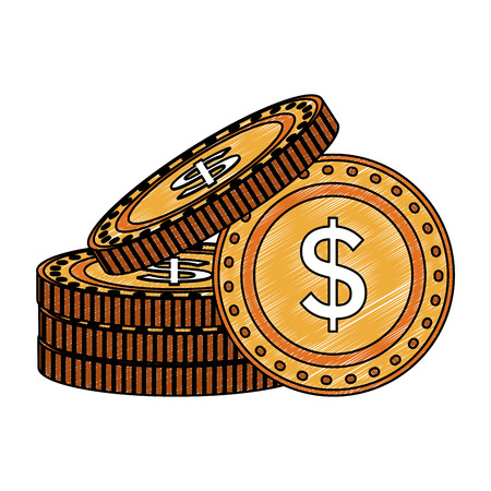 Coins stacked cartoons vector illustration graphic designのイラスト素材