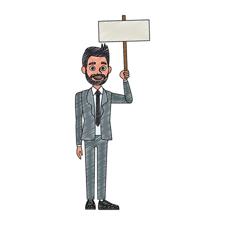 Politician with blank poster cartoon vector illustration graphic designのイラスト素材