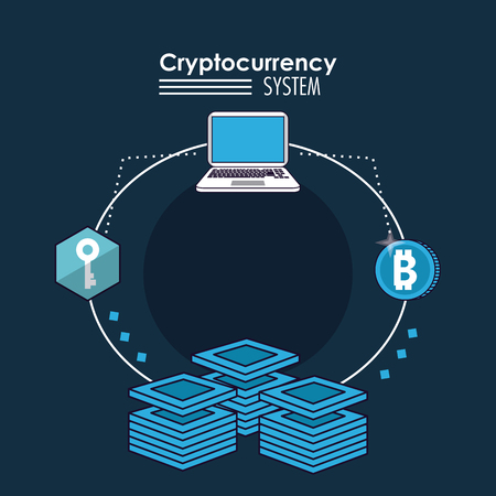 Cryptocurrency system banner information blue and white design vector illustration blue and white design vector illustrationのイラスト素材