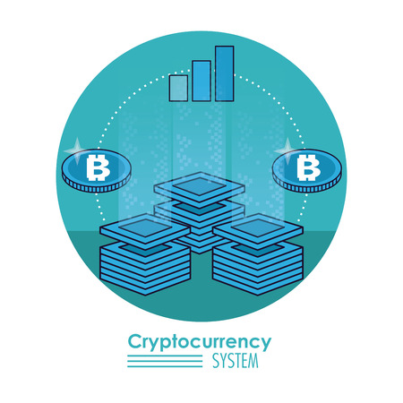 Cryptocurrency system banner information blue and white design vector illustrationのイラスト素材