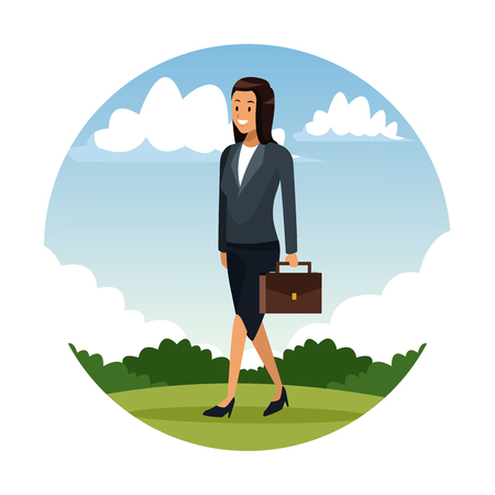 Business woman walking at city vector illustration graphic designのイラスト素材