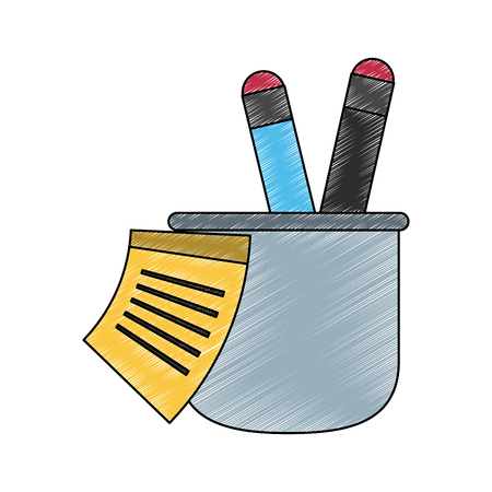 Ruler and pens in cup vector illustration graphic designのイラスト素材