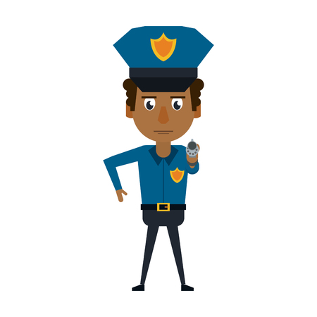 Cop pointing wiht handgun cartoon vector illustration graphic designのイラスト素材