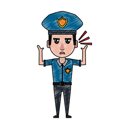 Police officer drawing attention cartoon vector illustration graphic designのイラスト素材