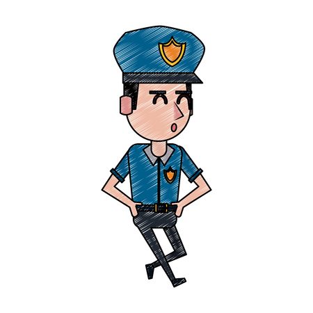 Cute police officer cartoon vector illustration graphic designのイラスト素材