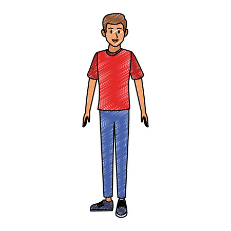 Young man cartoon vector illustration graphic designのイラスト素材
