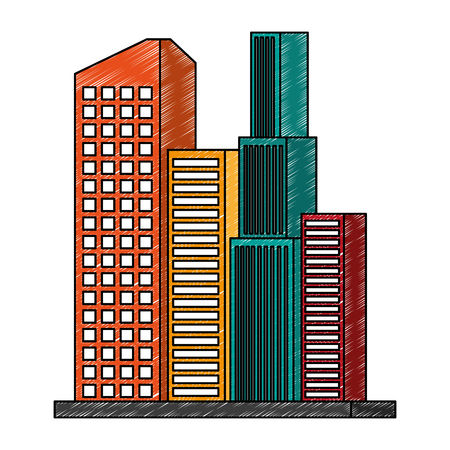 Urban buildings isolated vector illustration graphic designのイラスト素材