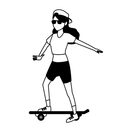 Young skater woman vector illustration graphic designのイラスト素材