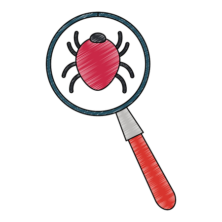 Magnifying glass looking bug vector illustration graphic designのイラスト素材