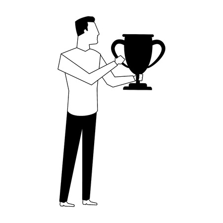 Man holding trophy cup vector illustration graphic designのイラスト素材