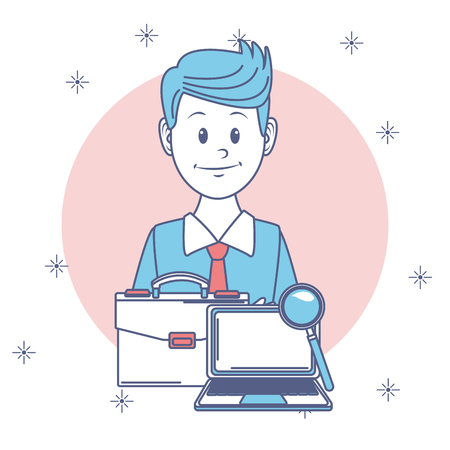 Businessman with laptop and briefcase vector illustration graphic designのイラスト素材