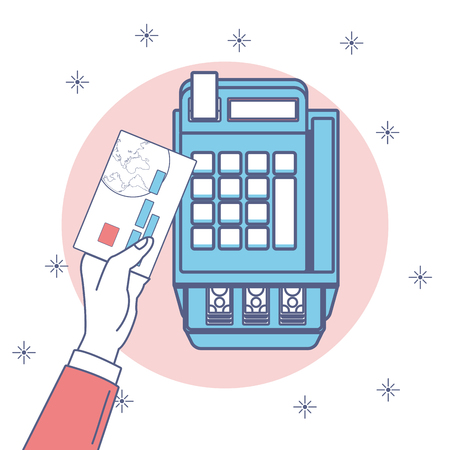 Cash register with money inside vector illustration graphic designのイラスト素材