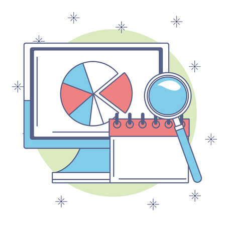 Business profits statistics in computer screen vector illustration graphic designのイラスト素材