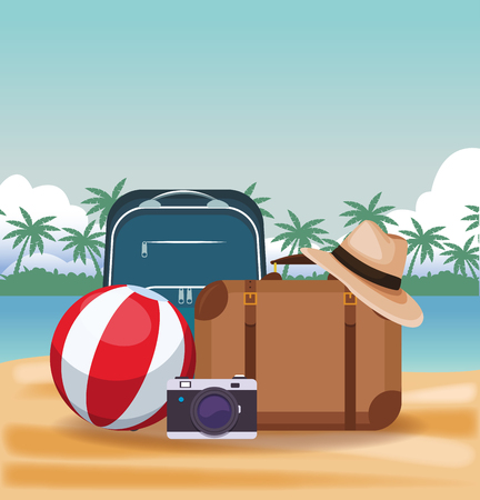 Beach and vacations cartoon elements vector illustration graphic designのイラスト素材