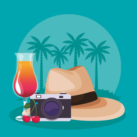 Beach and vacations cartoon elements vector illustration graphic designのイラスト素材