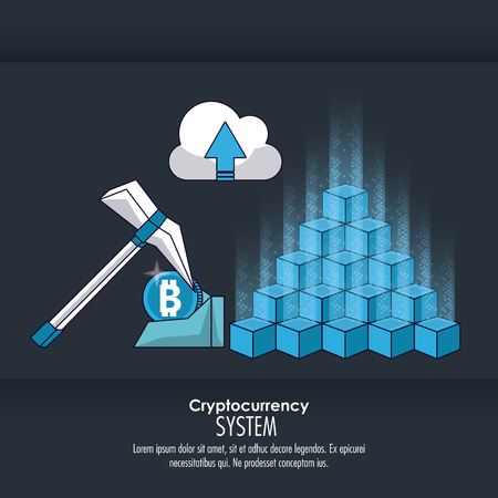 Cryptocurrency system and market place banner information blue and white design vector illustrationのイラスト素材