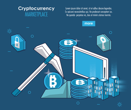 Cryptocurrency system and market place banner information vector illustration graphic designのイラスト素材