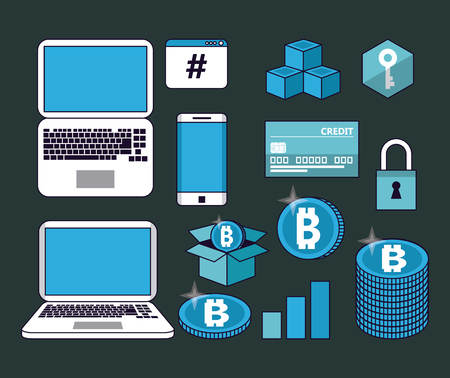 Set og cryptocurrency icons collection vector illustration graphic designのイラスト素材