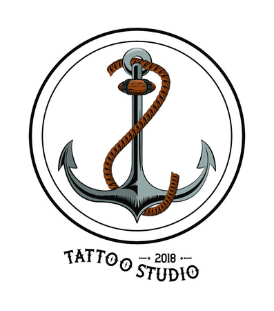 Old school tattoo marine anchor drawing design vector illustration graphicのイラスト素材