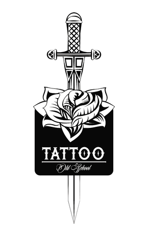 Old school tattoo with swords drawing design vector illustration graphicのイラスト素材