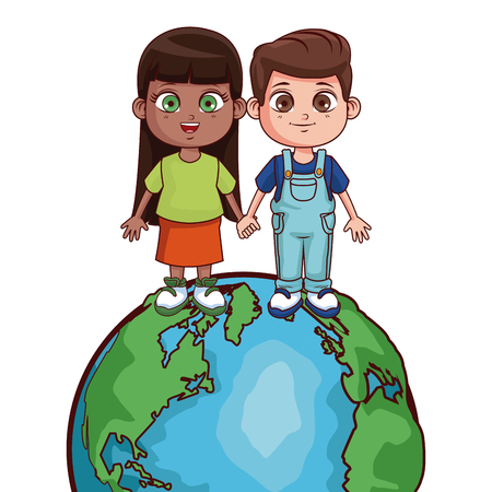 Kids saving world cartoons vector illustration graphic designのイラスト素材
