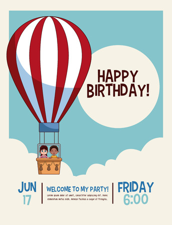 Happy birthday cute kids cartoons card vector illustration graphic designのイラスト素材
