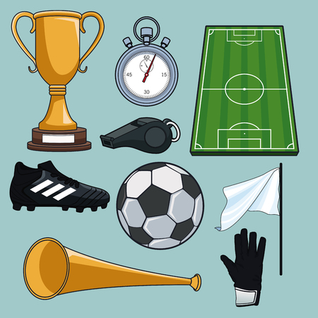 Set of soccer elements collection vector illustration graphic designのイラスト素材