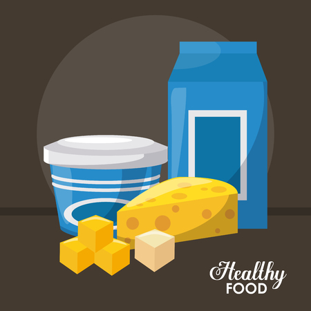 Healthy food with milk and cheese vector illustration graphic designのイラスト素材