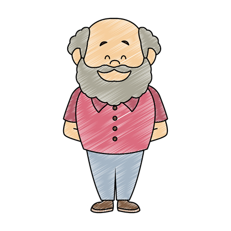 Cute and happy grandfather cartoon vector illustration graphic designのイラスト素材