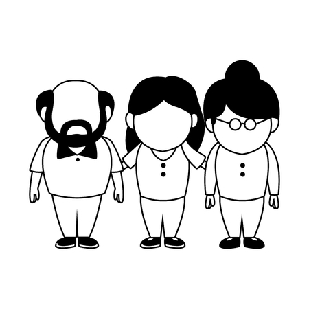 Cute grandparents with granddaugther cartoons vector illustration graphic designのイラスト素材