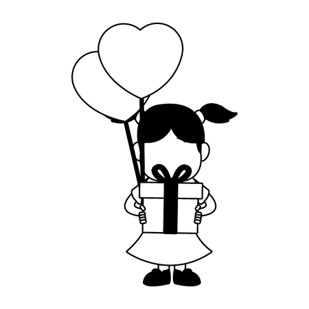 Cute girl with giftbox vector illustration graphic designのイラスト素材