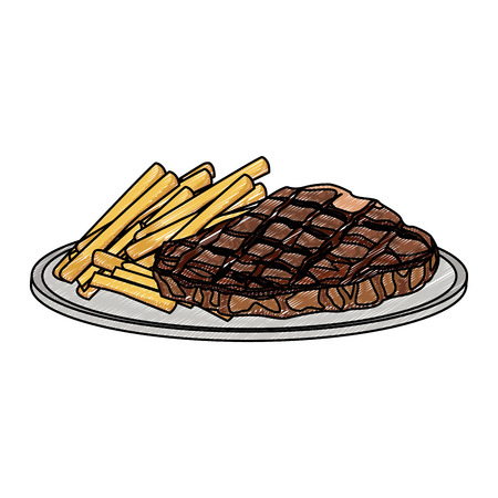Beef steak with fries vector illustration graphic designのイラスト素材