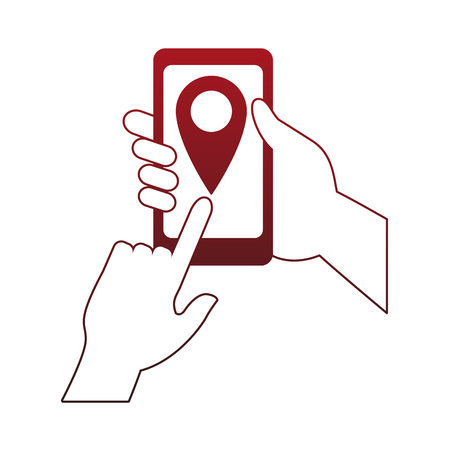 Hands using smartphone gps vector illustration graphic designのイラスト素材