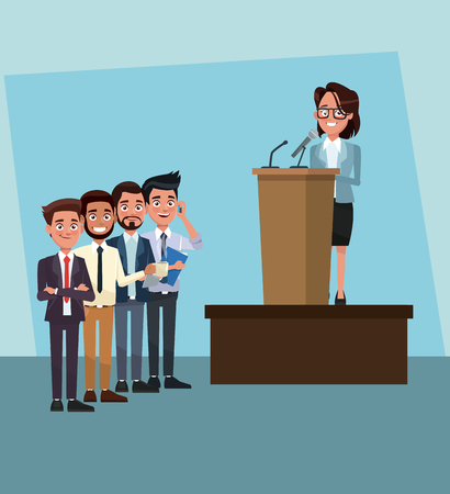 Politician speaking with microphone in campaign cartoons vector illustration graphic designのイラスト素材