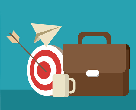 Briefcase with taget and coffee cup vector illustration graphic designのイラスト素材