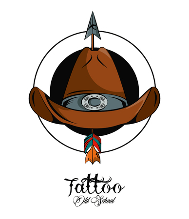 Tattoo design with old school drawings vector illustration graphicのイラスト素材