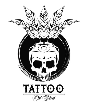 Tattoo design with old school drawings vector illustration graphicのイラスト素材