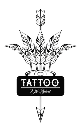 Tattoo design with old school drawings vector illustration graphicのイラスト素材