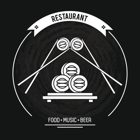 Sushi japanese Restaurant food music and beer vector illustration graphic designのイラスト素材